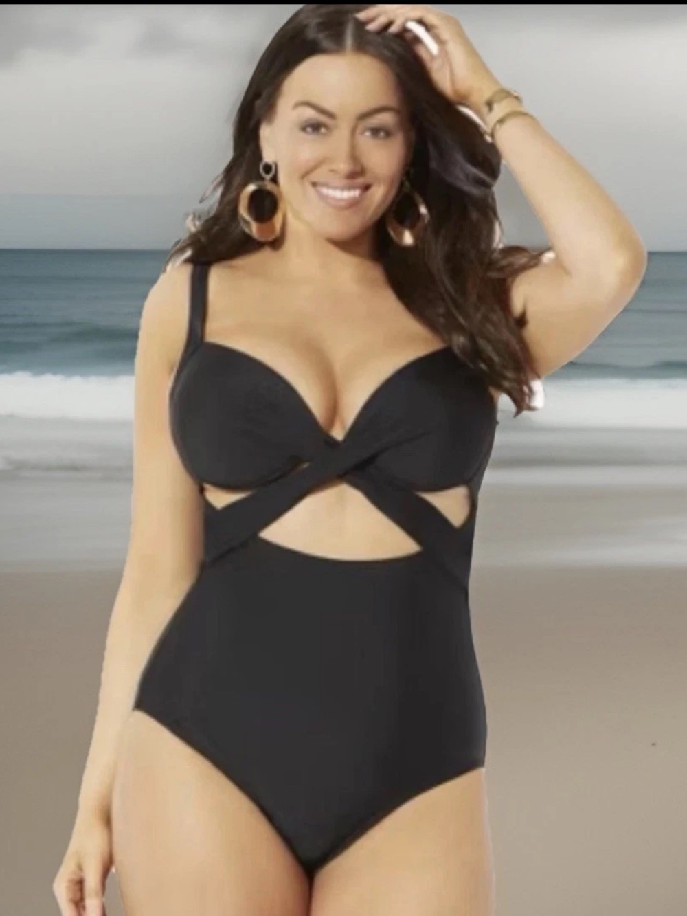 SWIMSUITS FOR ALL Swimsuit Womens
Size 22W Black Cut Outs Ipc Adjustable Straps